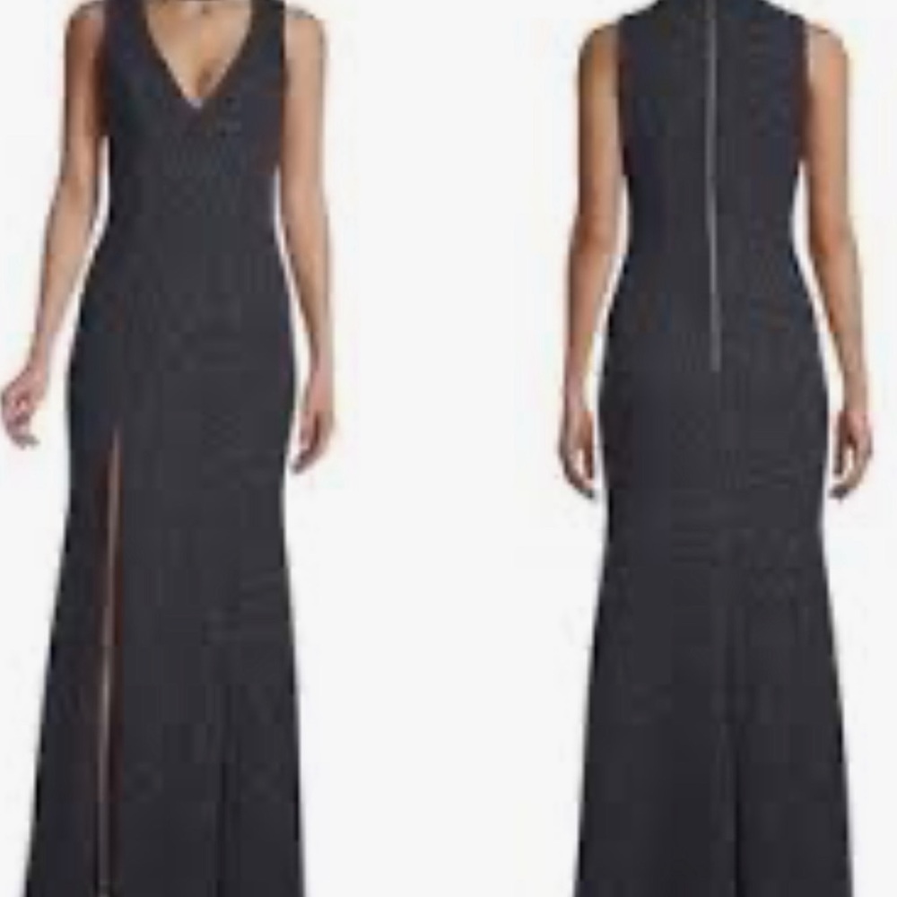 Betsy & Adam Black Sheath Maxi Dress Sleeveless V-Neck WITH TAGS